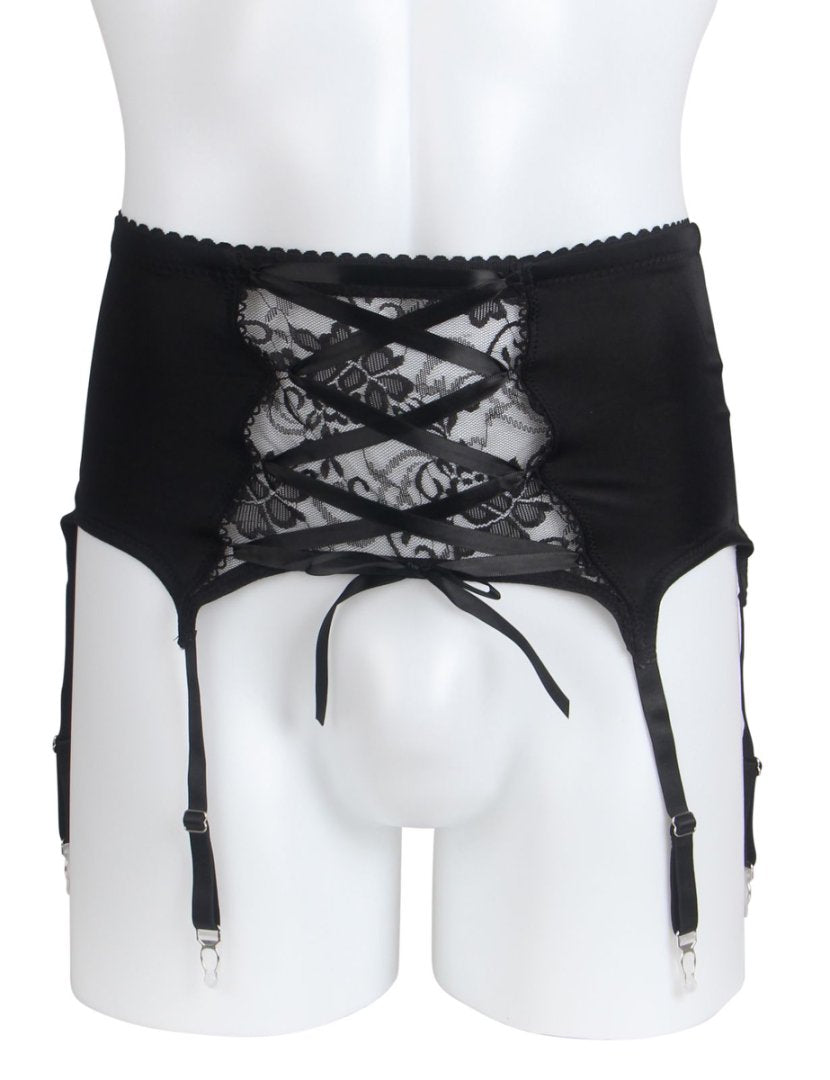 Black Swimming Cloth Lace Strap Men's Garter Panty