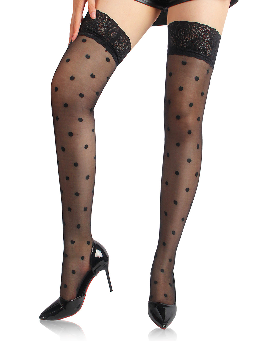 Wholesale Black Spot Lace Sexy Stocking