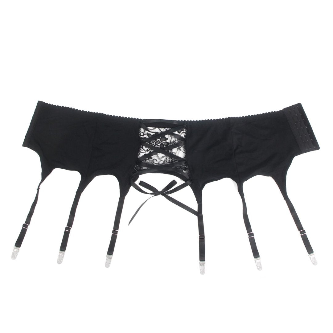 Black Swimming Cloth Lace Strap Men's Garter Panty