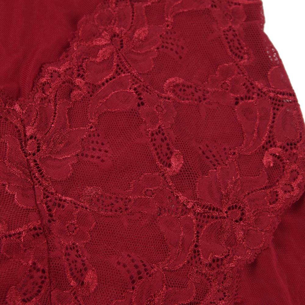 Sexy Red Slim Deep V Neck Lace Sleepwear With Thong