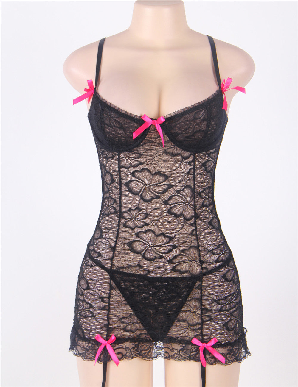 Lace Black Garter Slip Babydoll Lingerie