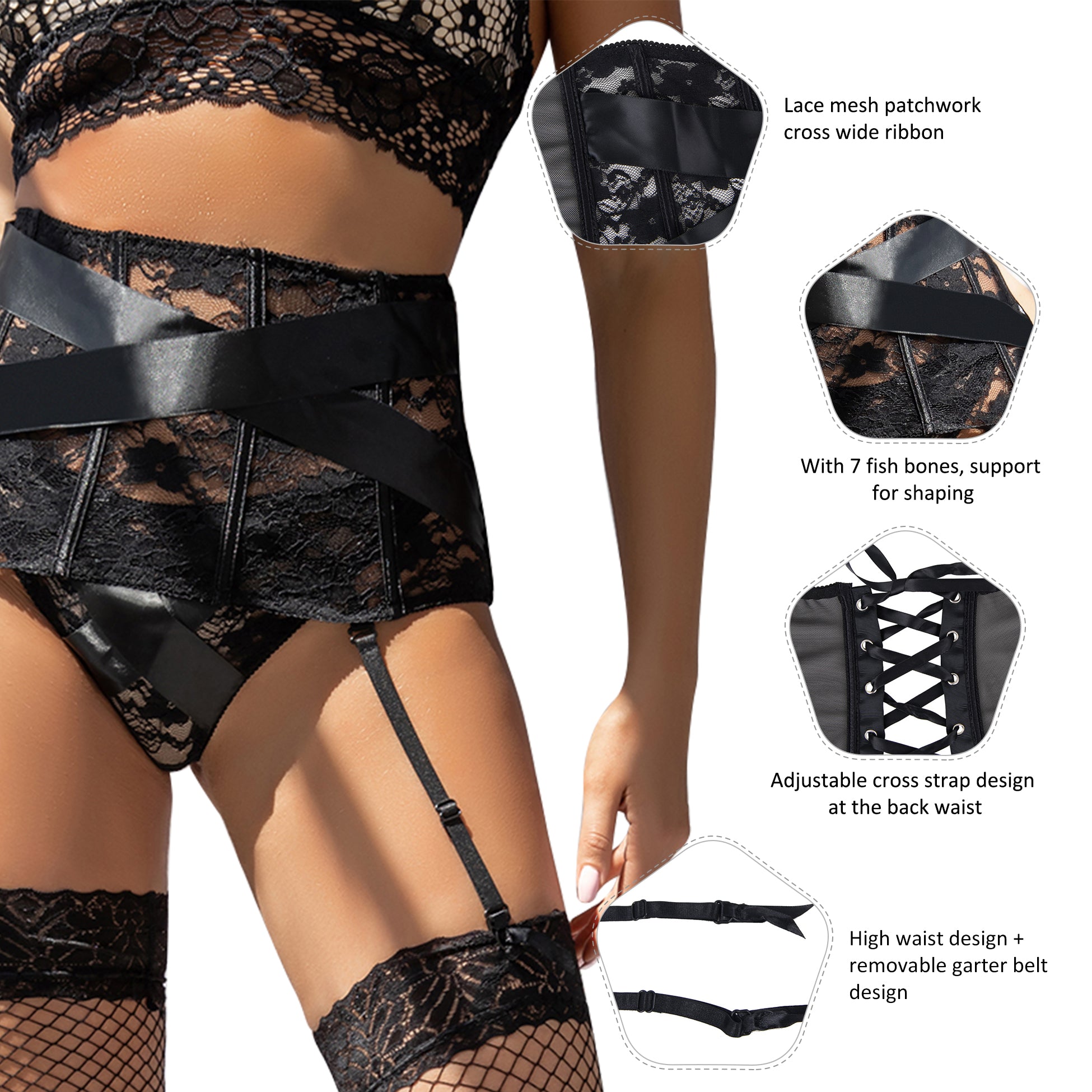 Floral Lace Jarretelles Set