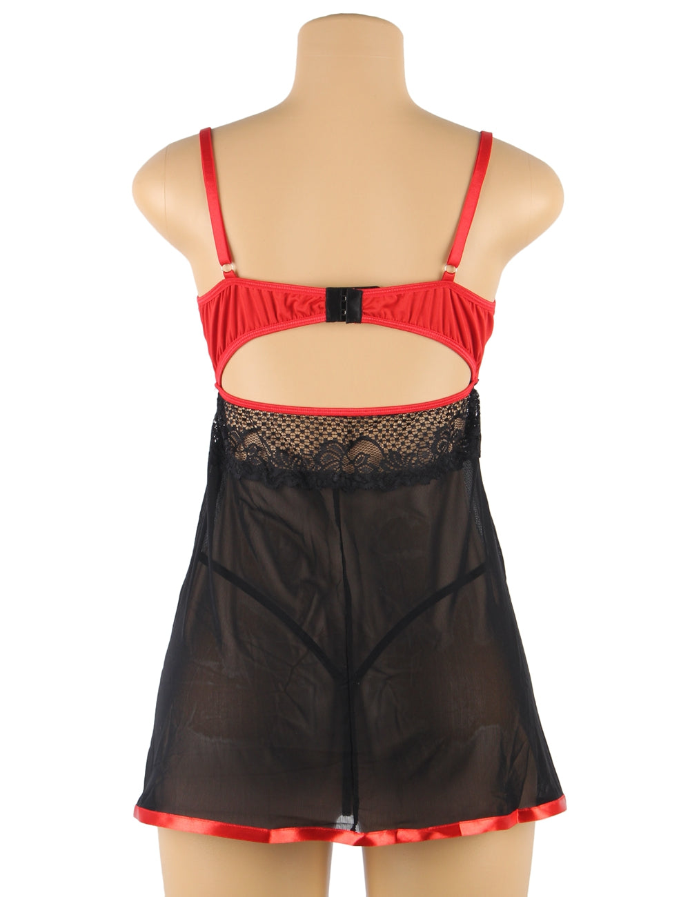 Black Red Short Lace Sleepwear with Underwire