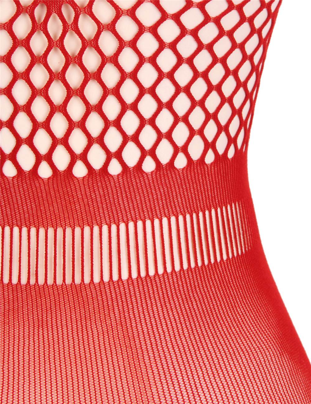 Crotchet Mesh Hollow-out Mini Chemise Red Dress