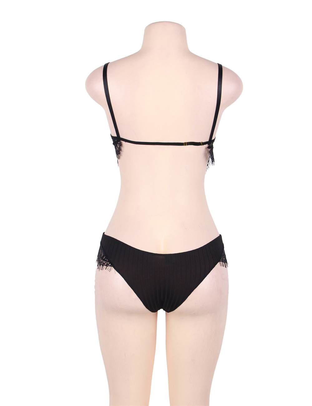 Plus Size Black Lace Temptation 2pcs Bralette Lingerie Set
