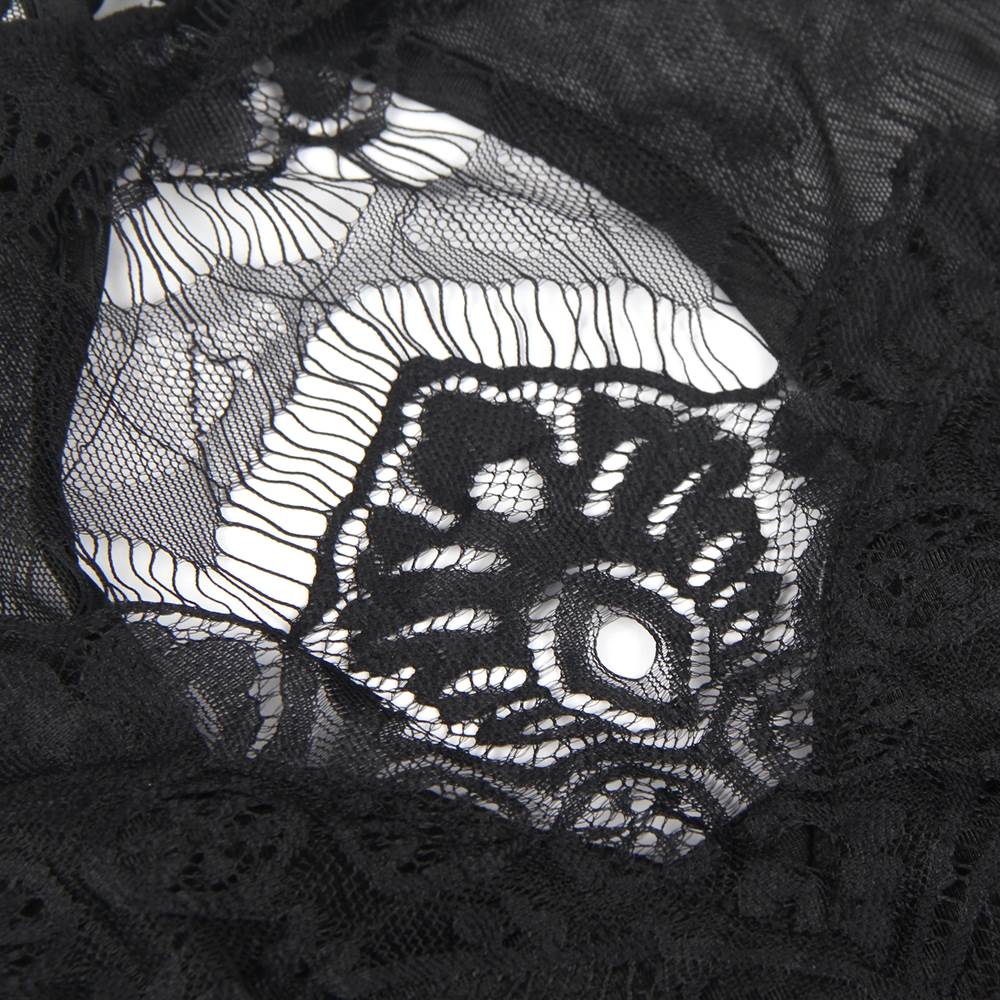 Sexy Eyelash Lace Mesh Openable Crotch Sleeveless Plus Size Bodysuit