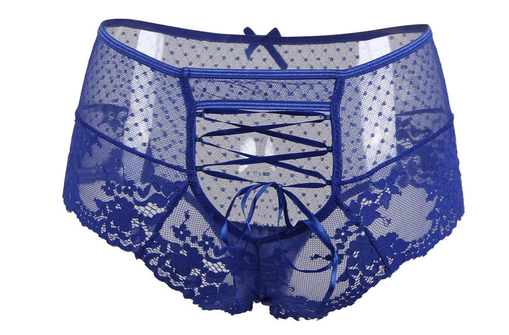 Sexy Blue High Waist Lace Strappy Panty