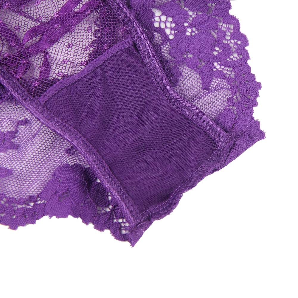 Sexy Purple High Waist Lace Strappy Panty