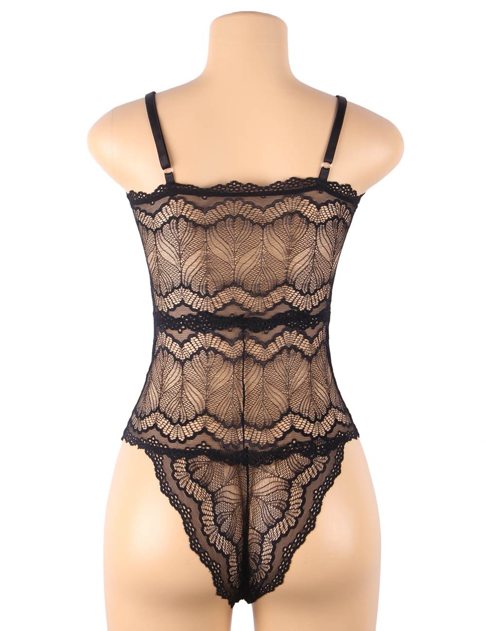 Plus Size Sexy Chest Ribbon Adjusting Lace Teddy