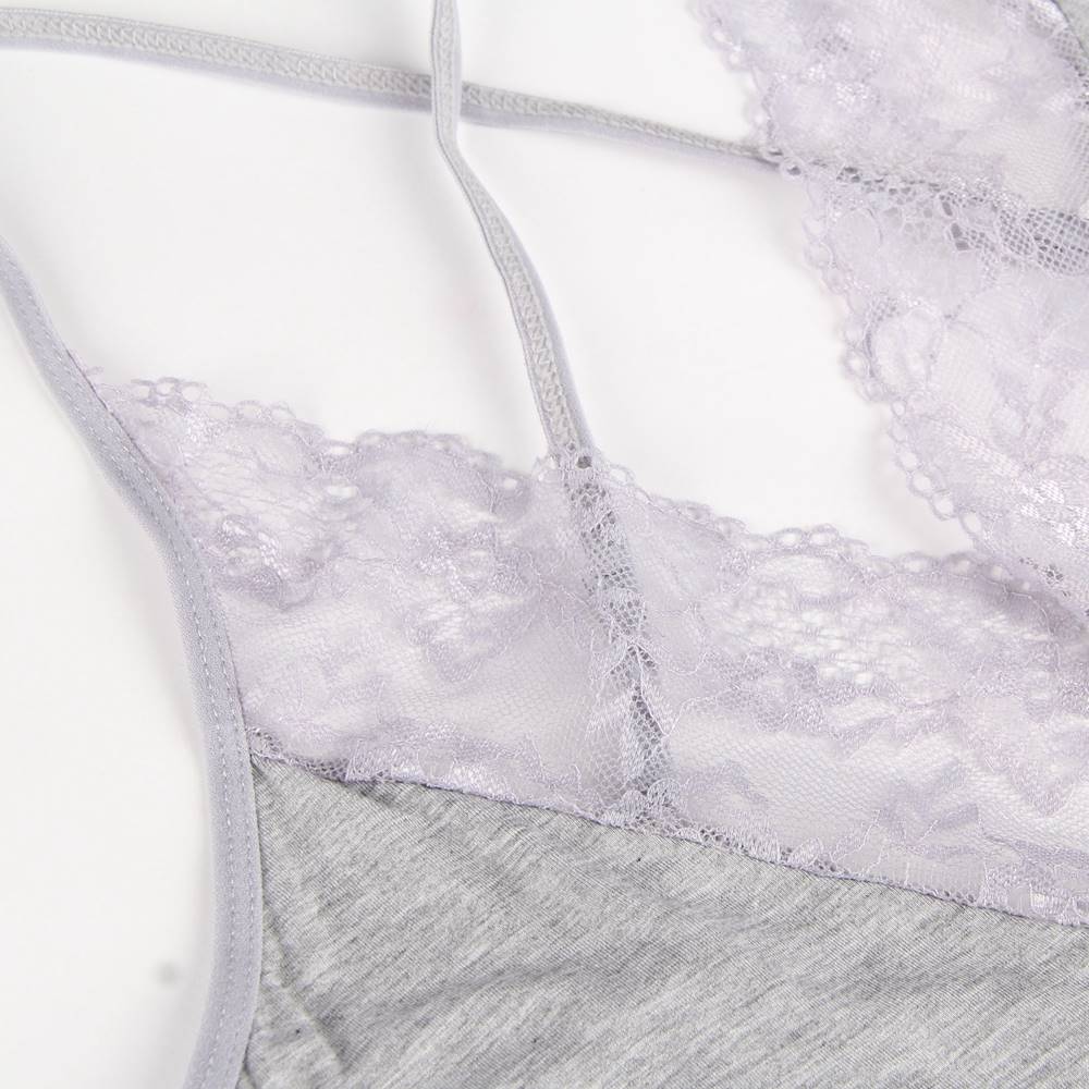 Lace Decoration Sleepwear V-neck Stretchy Modal Nightdress with G String