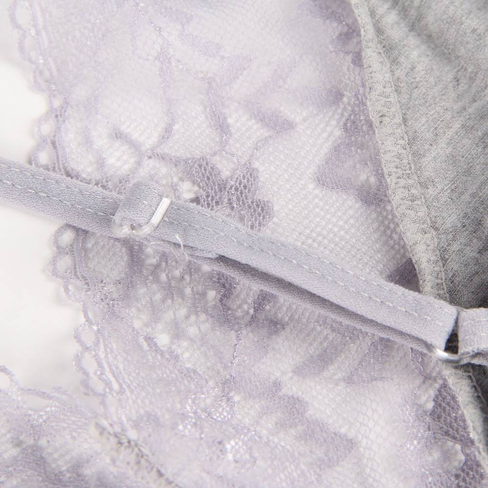 Lace Decoration Sleepwear V-neck Stretchy Modal Nightdress with G String