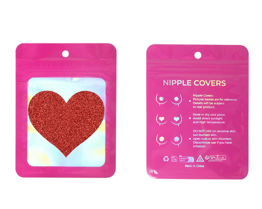 Red Glitter Heart-shaped Nipple Cover