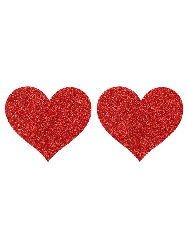 Red Glitter Heart-shaped Nipple Cover