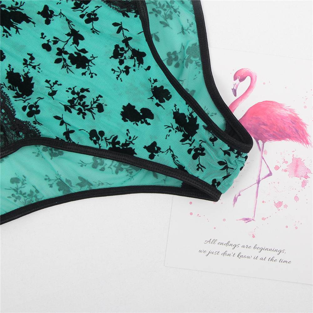 Plus Size Green Exquisite Lace Choker Neck Teddy