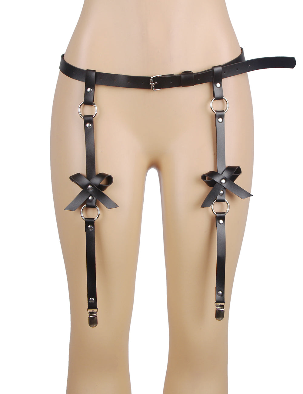 Black Leather Bondage Chain Bandage Garter