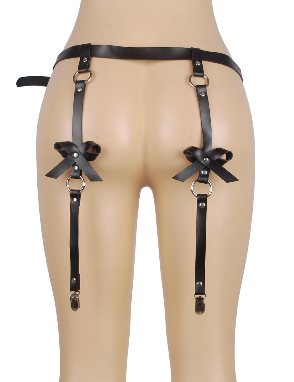 Black Leather Bondage Chain Bandage Garter