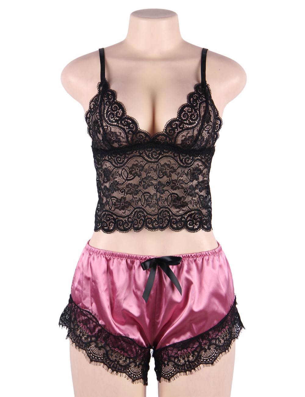 Casual Lace Silk Camisole Sleepwear Set