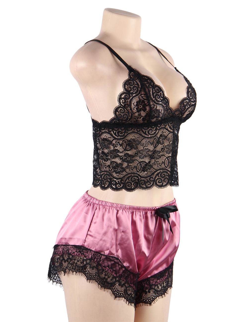 Casual Lace Silk Camisole Sleepwear Set