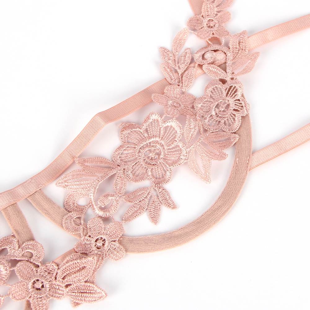 Pink Elegant Embroidery Fashion Bra Set With Underwire