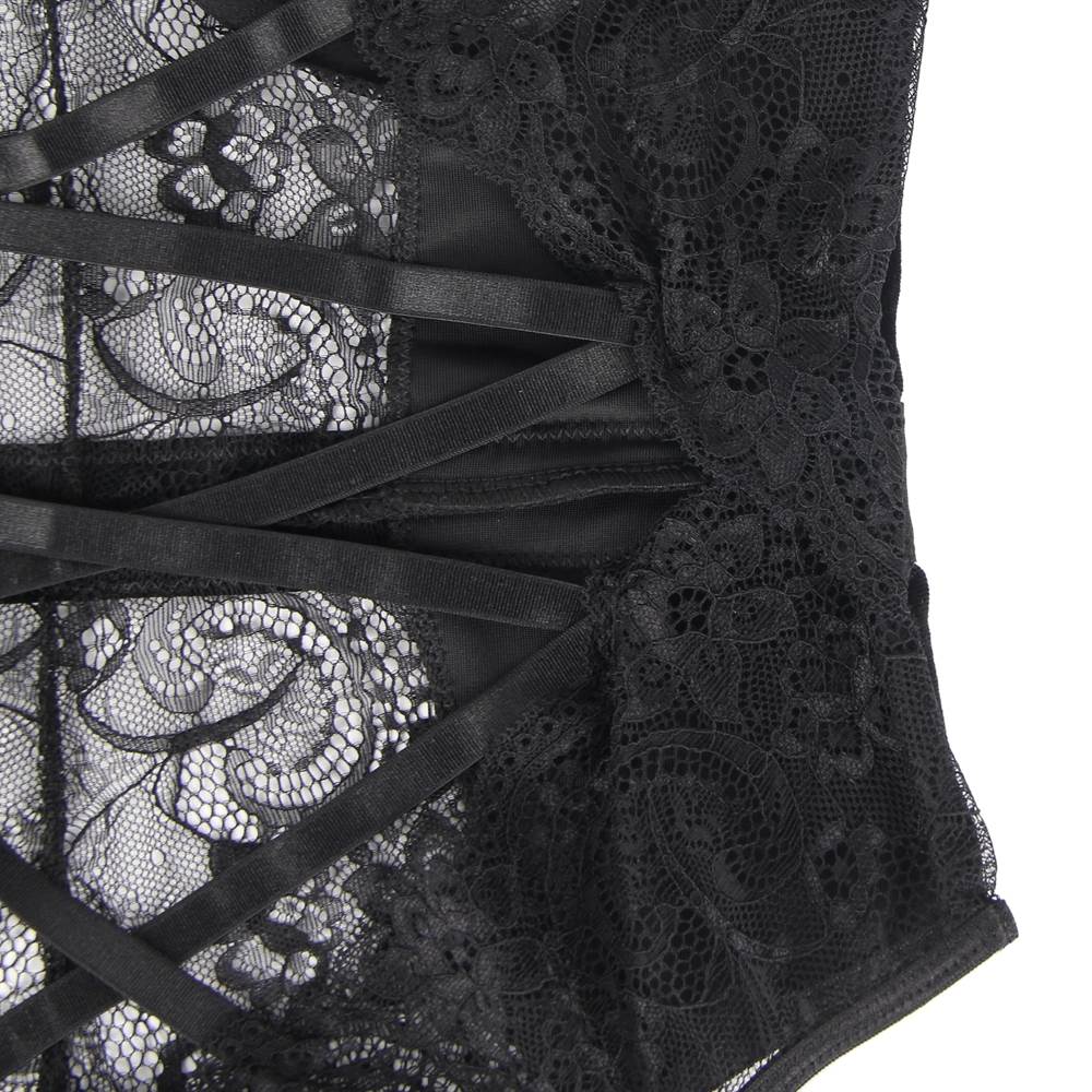 Garter bodysuit With Underwire Sexy Lace Velour Plus Size Lingerie