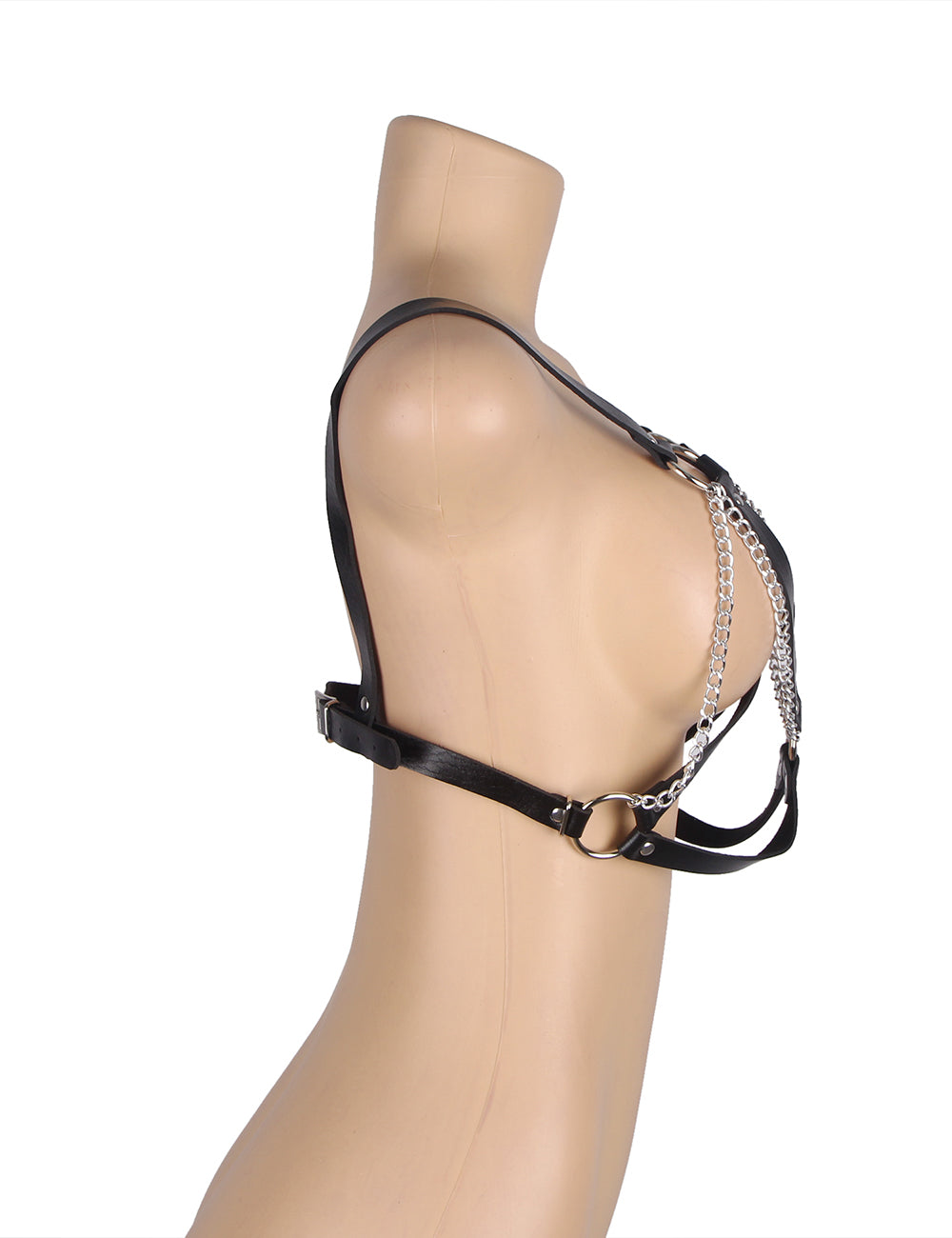 Wild black punk bondage belt with metal pin buckle