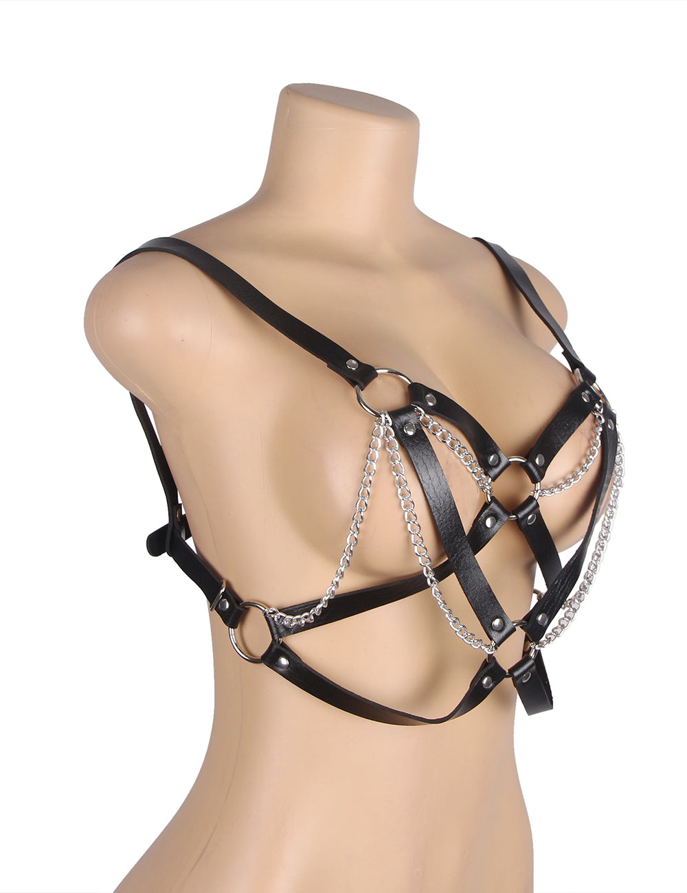 Wild black punk bondage belt with metal pin buckle