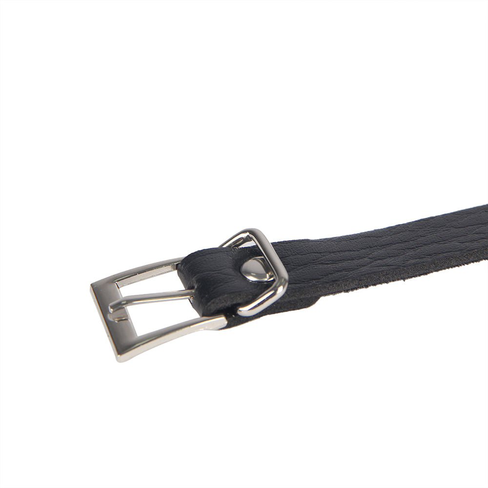 Wild black punk bondage belt with metal pin buckle