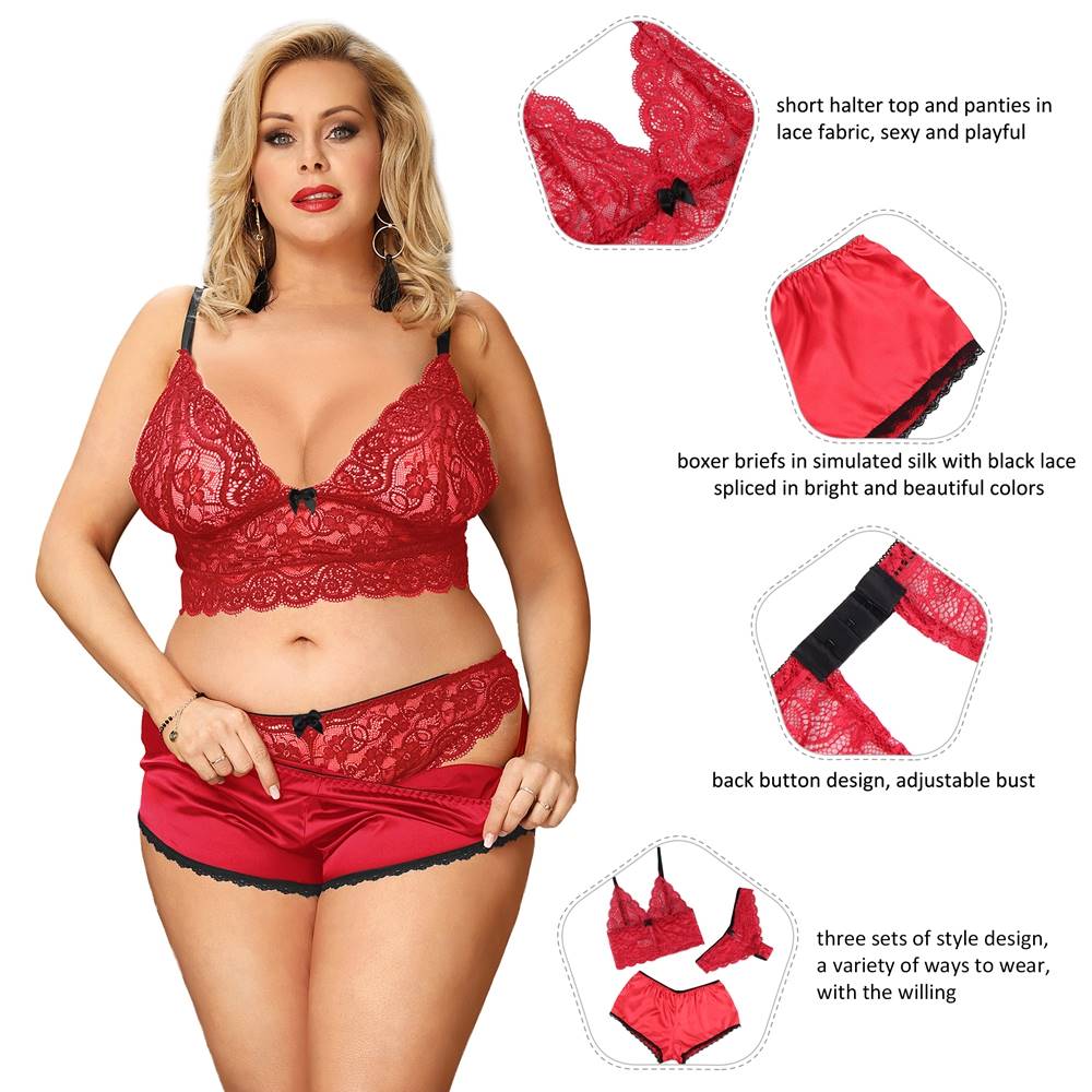 Sleepwear with Panties Sexy Silk Lace Camisole