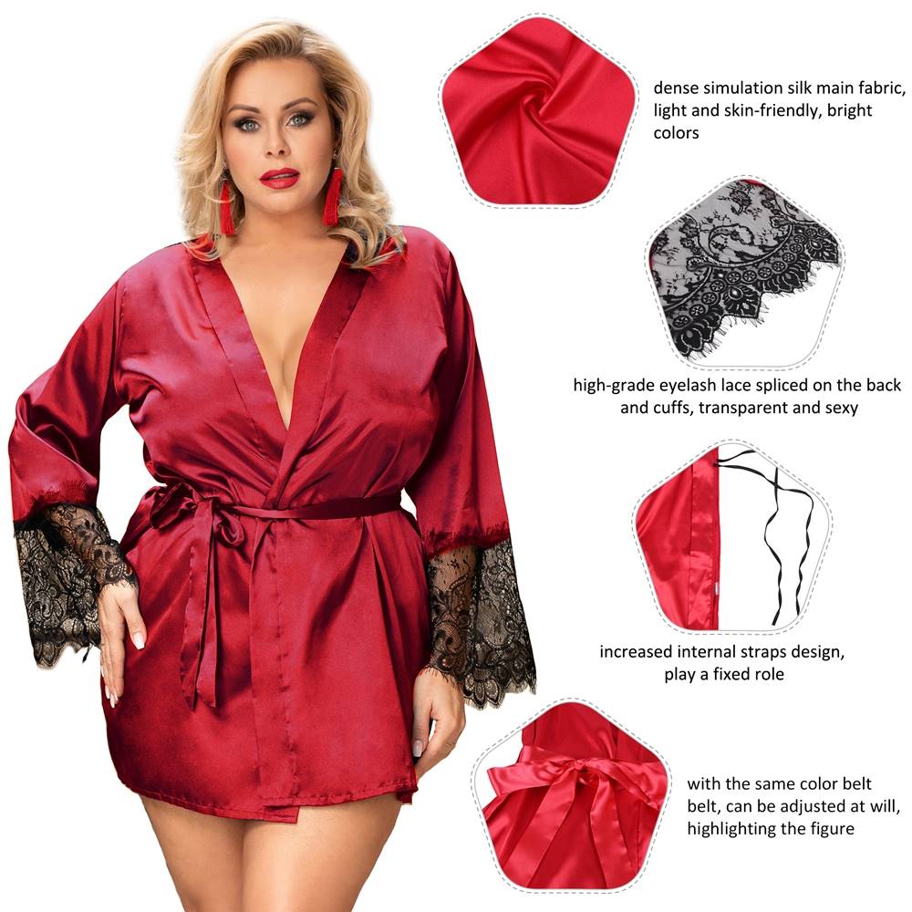 Back See-through Lace Sexy Silk  Sleepwear with G String