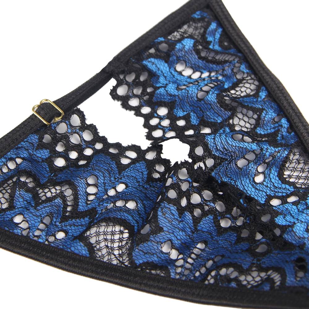 Sexy Lace Stitching Gartered Lingerie Set With Underwire