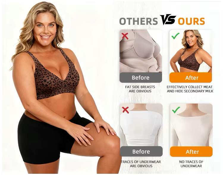 Leopard Coffee Jelly Bra Wireless Womens Comfortable Push up Bralettes Seamless Tshirts Deep V Back Closure Everyday Bras