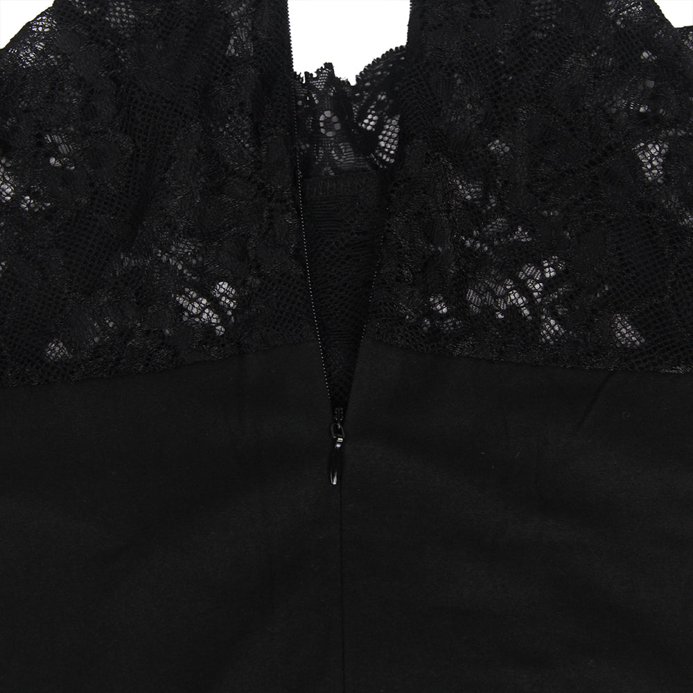 One-piece Sleeveless Open Crotch Black Lace Stitching Fashion Bodysuit