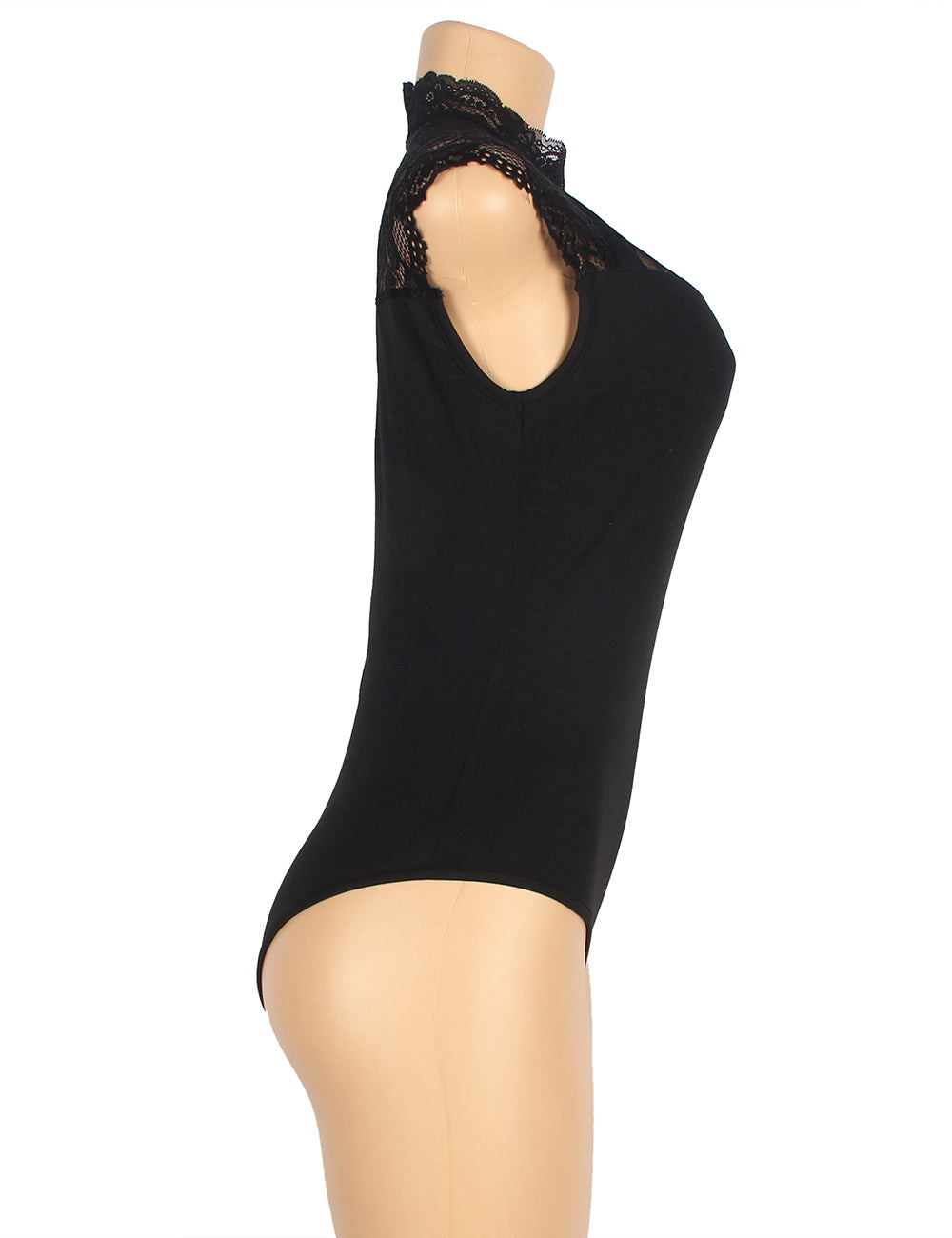 One-piece Sleeveless Open Crotch Black Lace Stitching Fashion Bodysuit