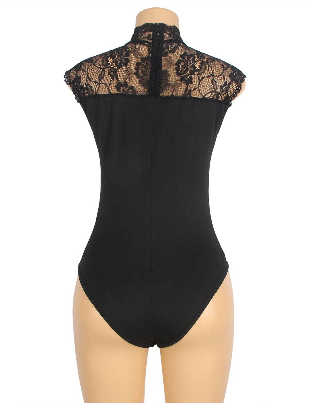 One-piece Sleeveless Open Crotch Black Lace Stitching Fashion Bodysuit