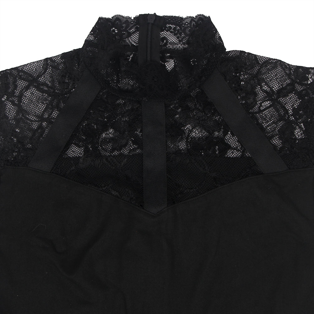 One-piece Sleeveless Open Crotch Black Lace Stitching Fashion Bodysuit