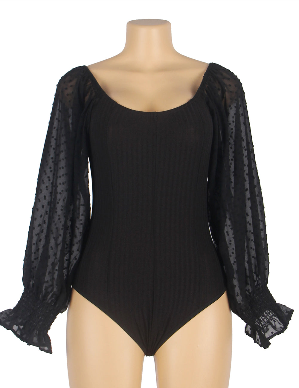 One-piece Black Off Shoulder Long Sleeve Fashion Bodysuit