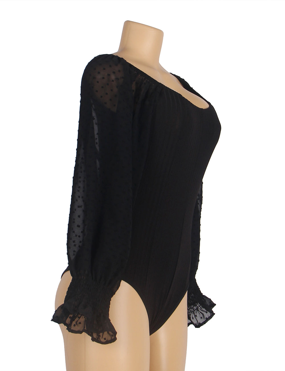 One-piece Black Off Shoulder Long Sleeve Fashion Bodysuit