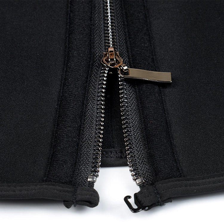 Zippered Double Belt 15 Steel Bones Neoprene Fitness Waist Trainer Black