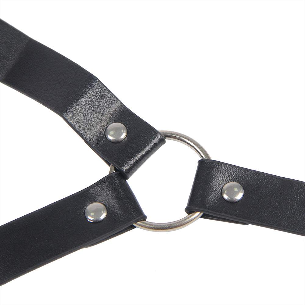 Black Breast Clip Bundling Leather Temptation Flirting Show Bondage