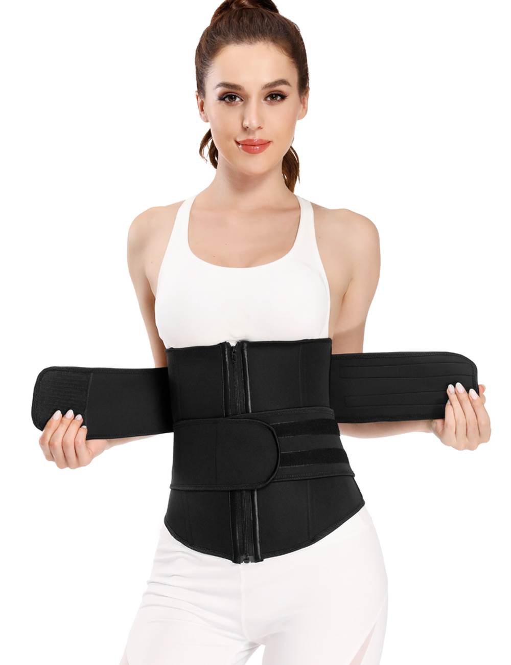 Zippered Double Belt 9 Steel Bones Neoprene Fitness Waist Trainer