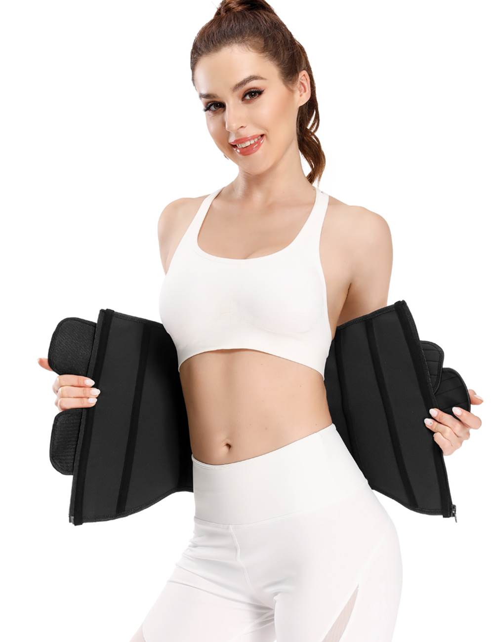 Zippered Double Belt 9 Steel Bones Neoprene Fitness Waist Trainer