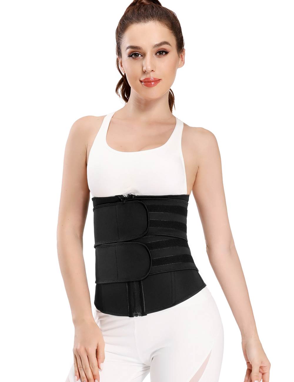 Zippered Double Belt 9 Steel Bones Neoprene Fitness Waist Trainer