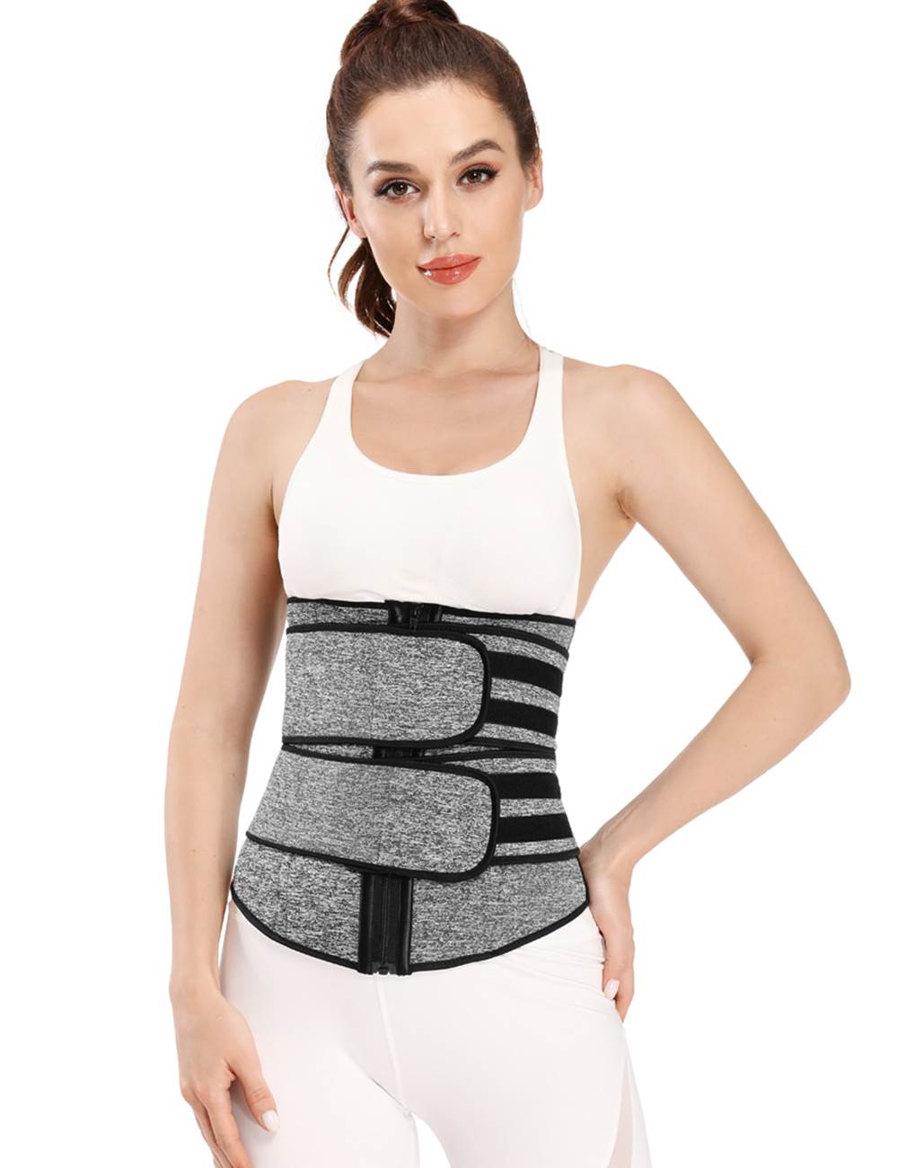 Zippered Double Belt 9 Steel Bones Neoprene Fitness Waist Trainer