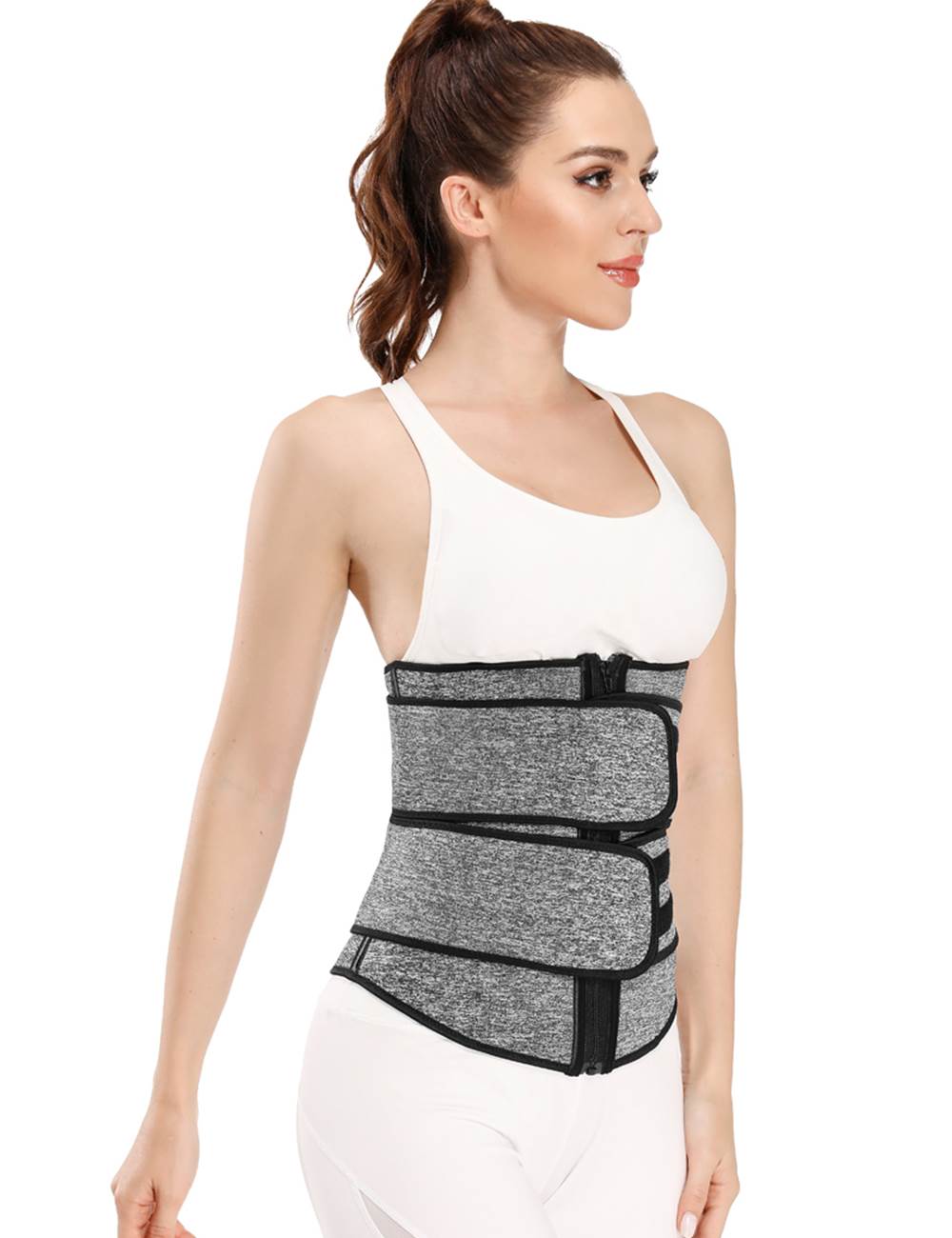 Zippered Double Belt 9 Steel Bones Neoprene Fitness Waist Trainer
