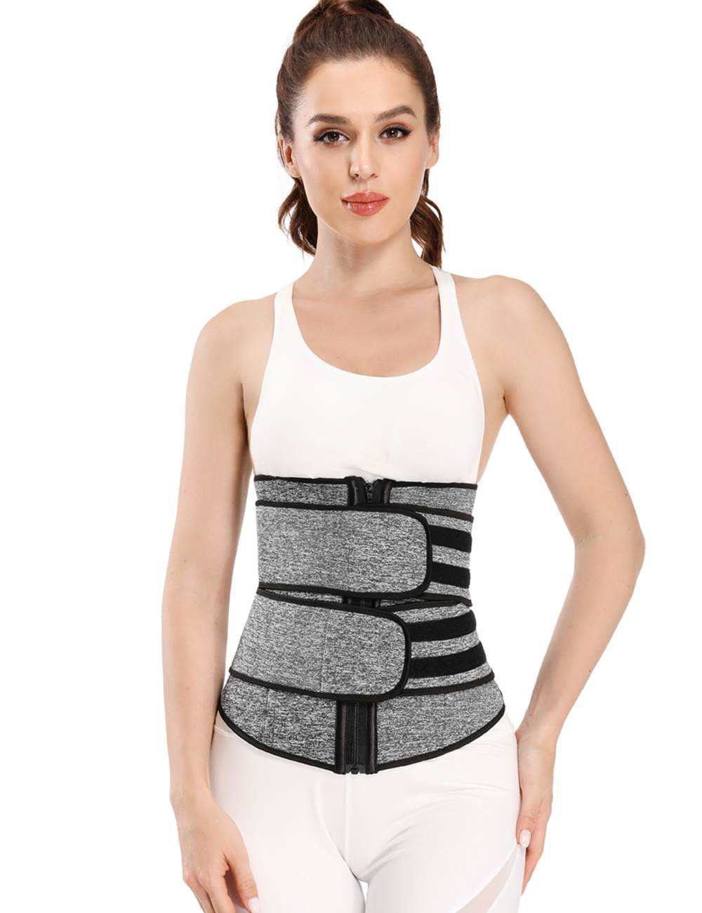 Zippered Double Belt 9 Steel Bones Neoprene Fitness Waist Trainer