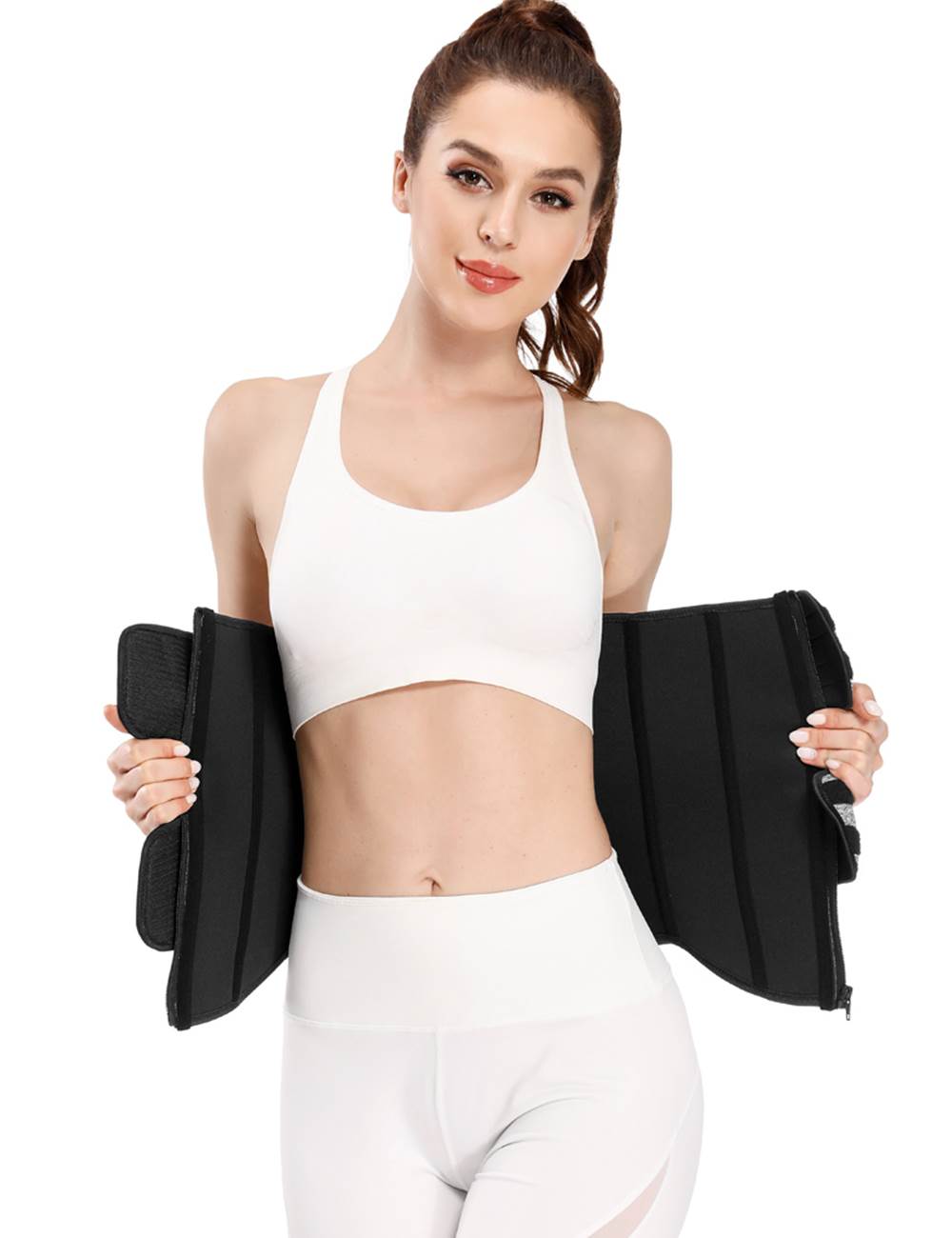 Zippered Double Belt 9 Steel Bones Neoprene Fitness Waist Trainer