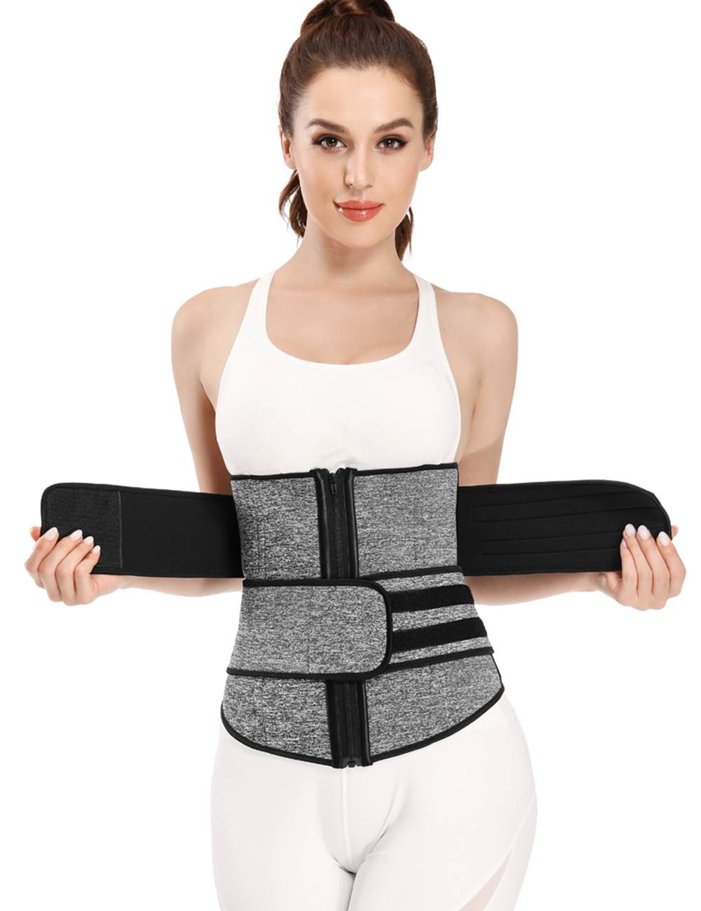 Zippered Double Belt 9 Steel Bones Neoprene Fitness Waist Trainer
