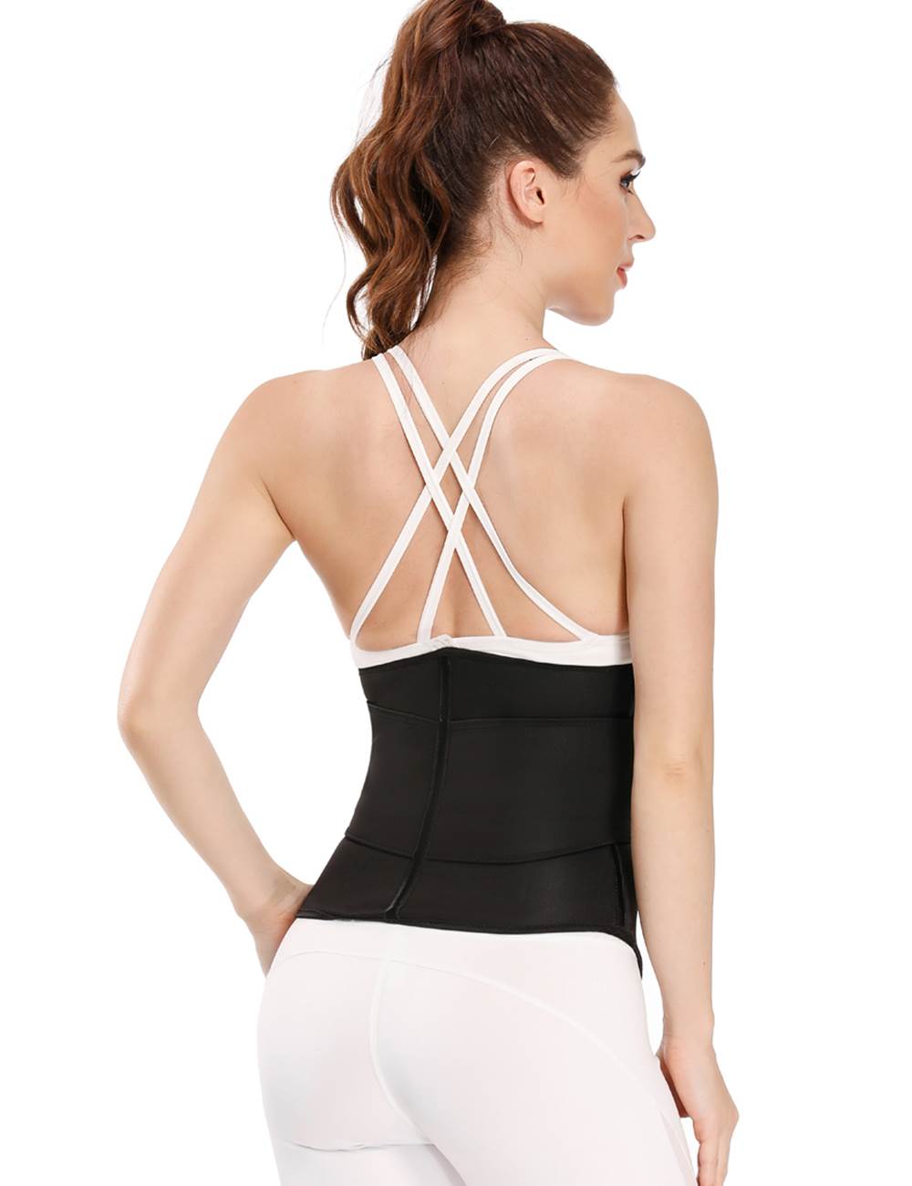 Zippered Belt 9 Steel Bones Neoprene Fitness Waist Trainer Black