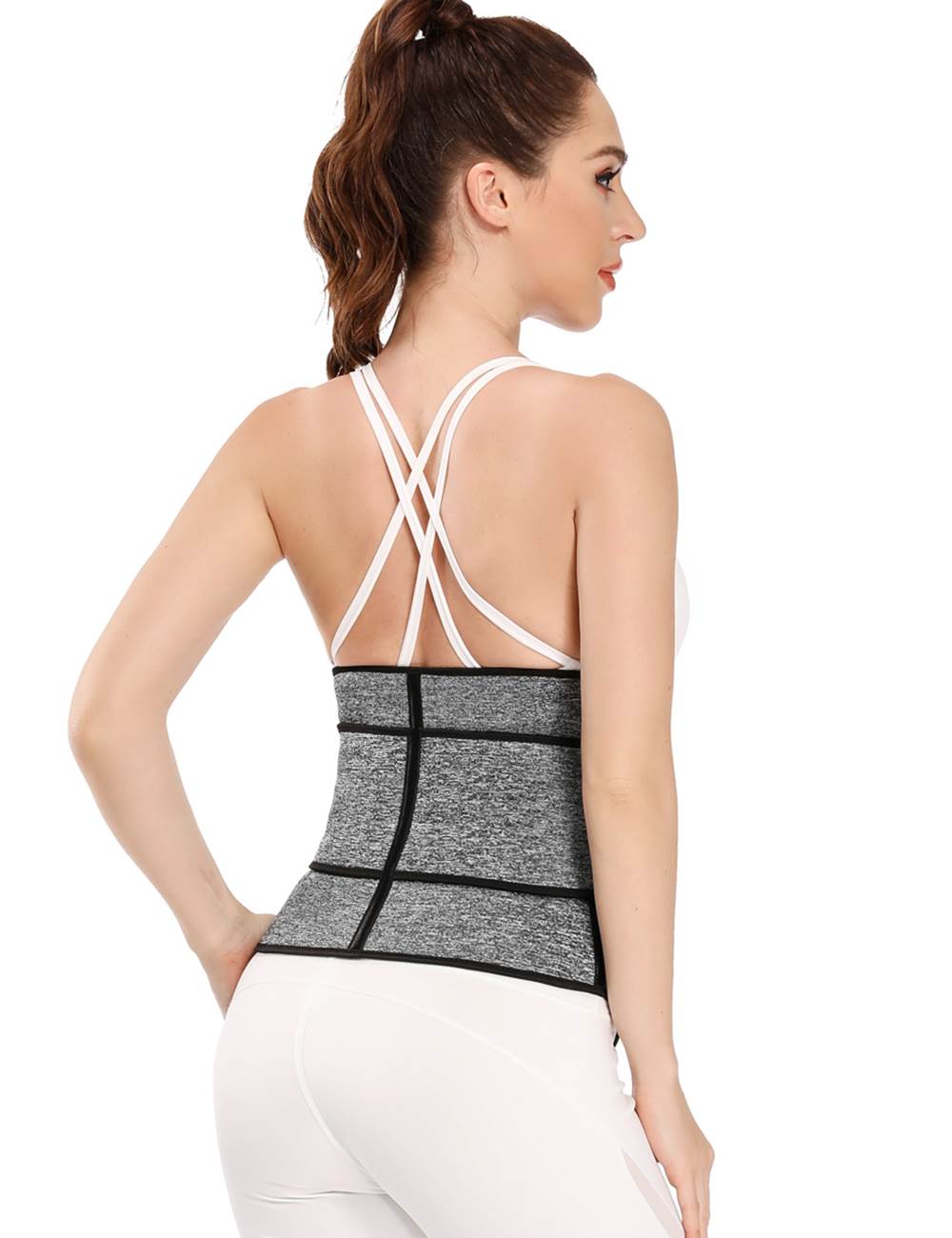 Zippered Belt 9 Steel Bones Neoprene Fitness Waist Trainer Silver Black