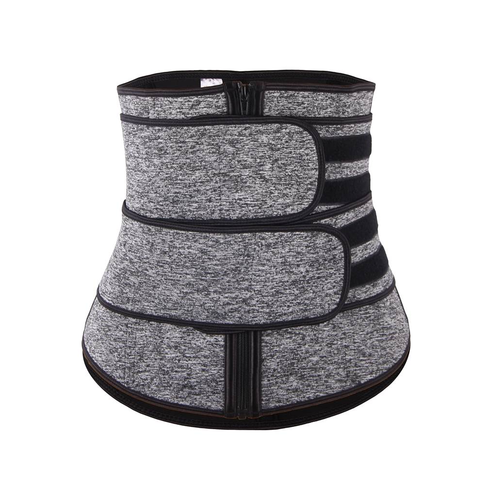 Zippered Double Belt 9 Steel Bones Neoprene Fitness Waist Trainer Silver Black